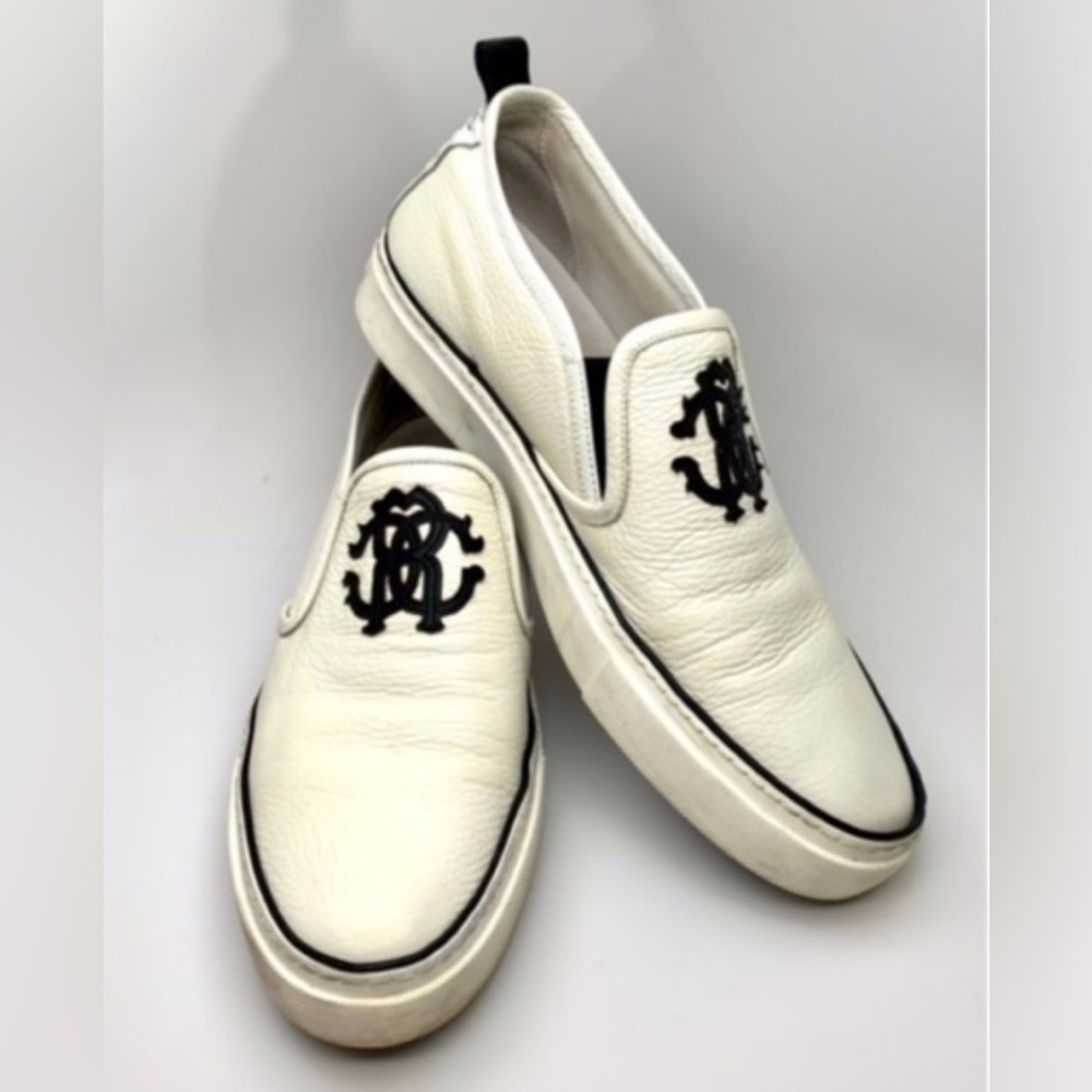 100% authentic Roberto Cavalli, white and black men’s shoes size 41
